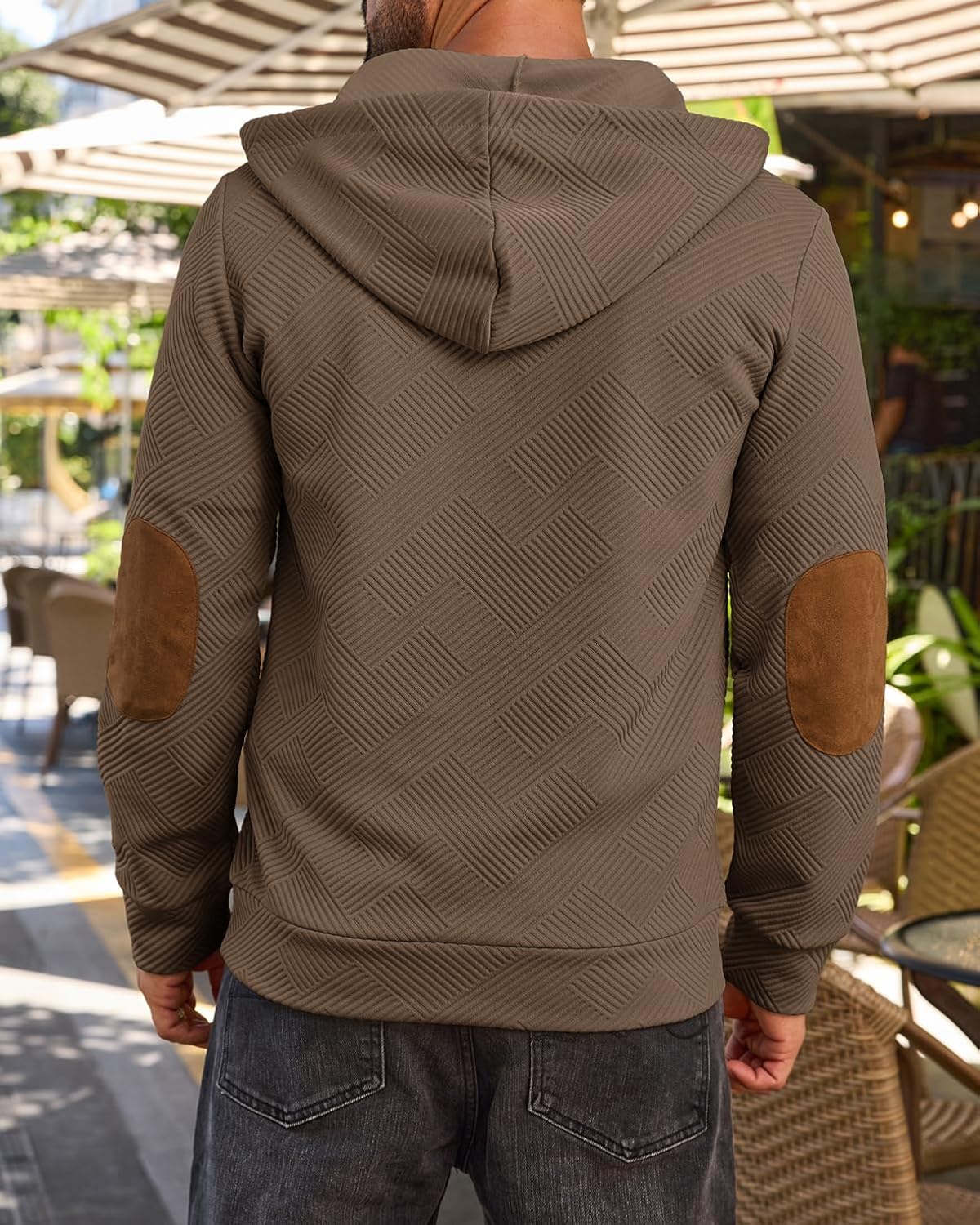 Ryehack Men's Hoodies Pullover Casual Long Sleeve Stand Collar Button Pullover Sweatshirts Color Block Pullover - Image 3