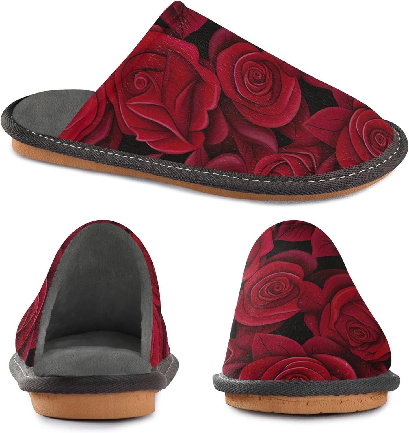 Rose House Slippers – Cozy Fuzzy Slippers for Guests, Washable & Disposable, Perfect for Shoeless Home, Spa & Hotel Use A111263