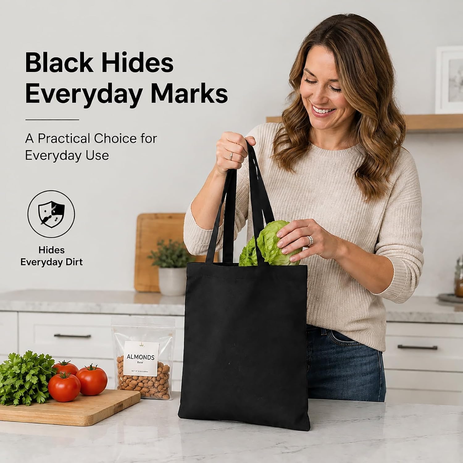 Canvas Tote Bags 10oz,15x13 Inch Blank DIY Tote, Long Handle Reusable Bag for HTV, DTF, Hand-Painting & Embroidery