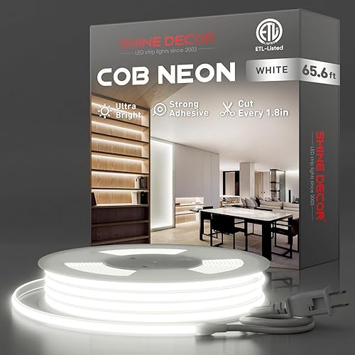 Miniatura 10 de Shine Decor Cuerda de Luces LED COB CA 120V, 800lm Ultra Brillante, IP65 Impermeable Resistente al Frío Tira de Neón ETL, Iluminación en Cinta Sin