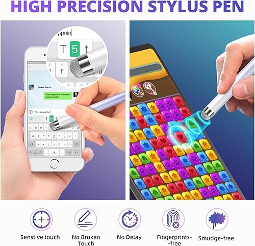 Miniatura 10 de Lápiz óptico para pantallas táctiles 5 unidades de cuerpo largo del bolígrafo Puntas de malla de fibra de alta sensibilidad y punta fina capacitiva