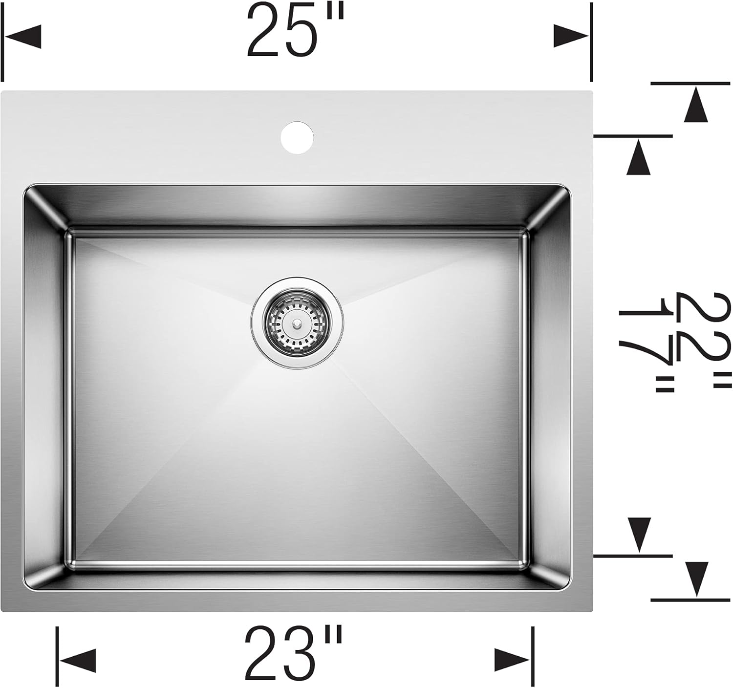 BLANCO 443151 QUATRUS R15 Drop-In or Undermount Stainless Steel Laundry Sink, 25" L X 22" W