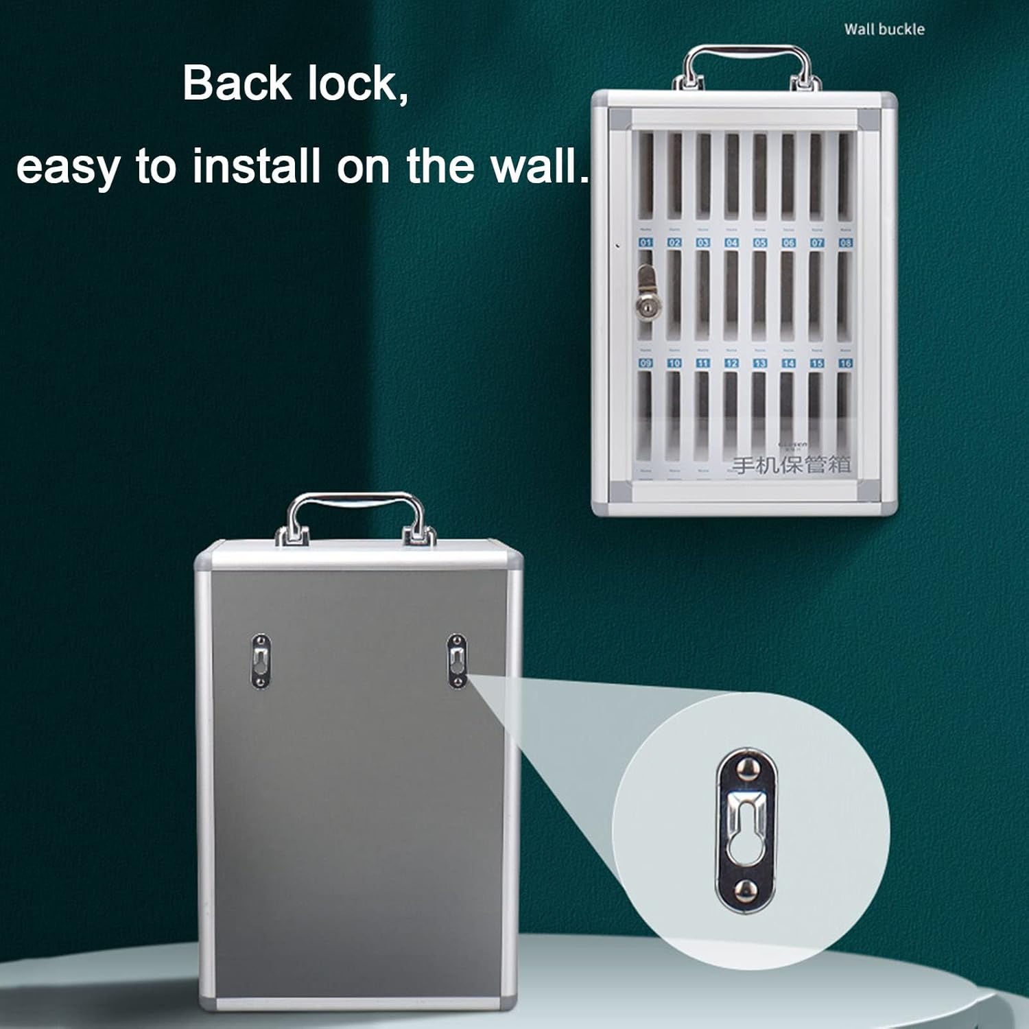 Mobile Phone Cabinet Mobile Phone Storage Box with Lock Mobile Phone Storage Cabinet with Cooling Holes Suitable for Schools Restaurants Conference Rooms,Silver-12 Slots