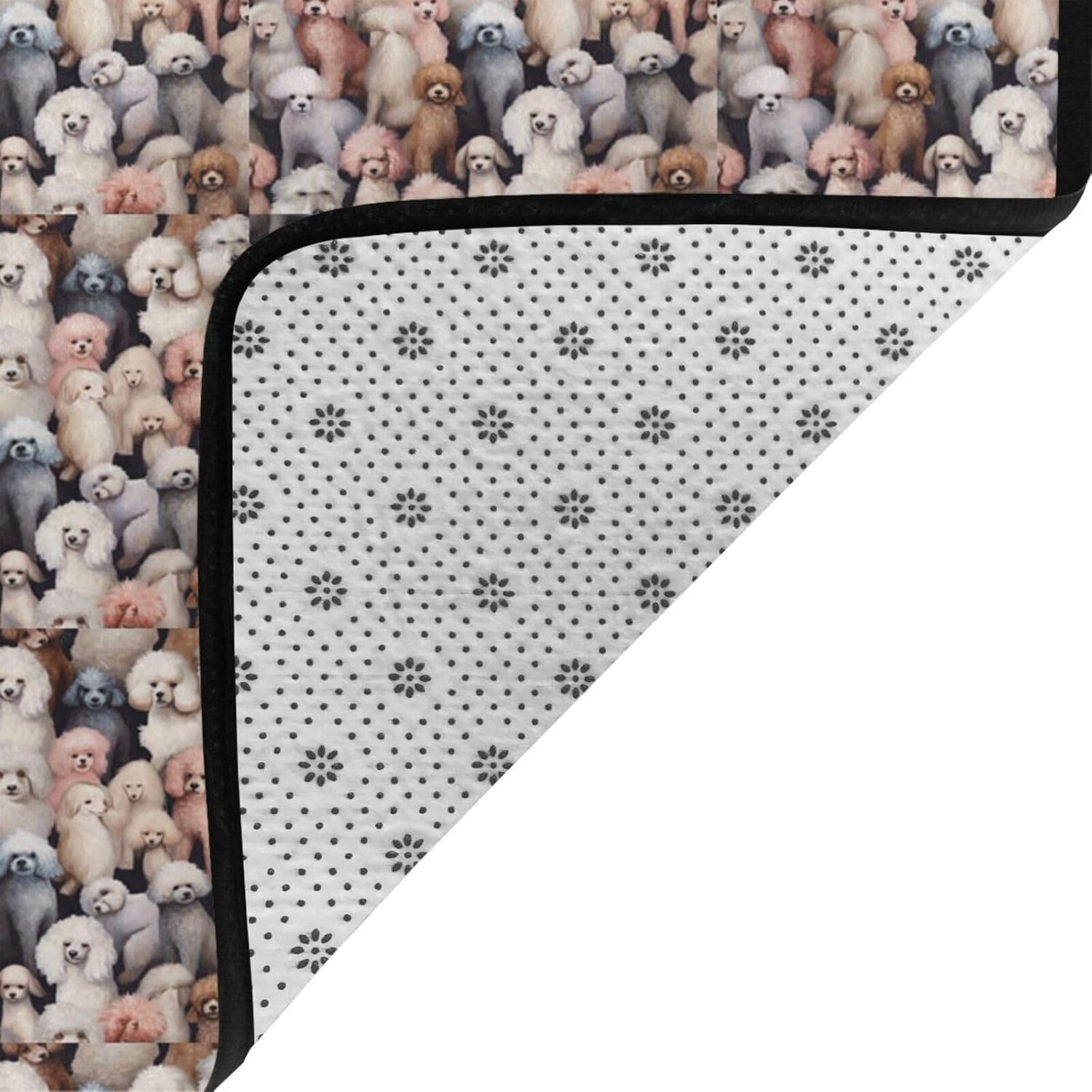 Flannel Non-Slip (Oodles of Poodles) Rug Pad 80×50in Soft Washable Protective for Hardwood Floors Bedroom Bathroom Living Room