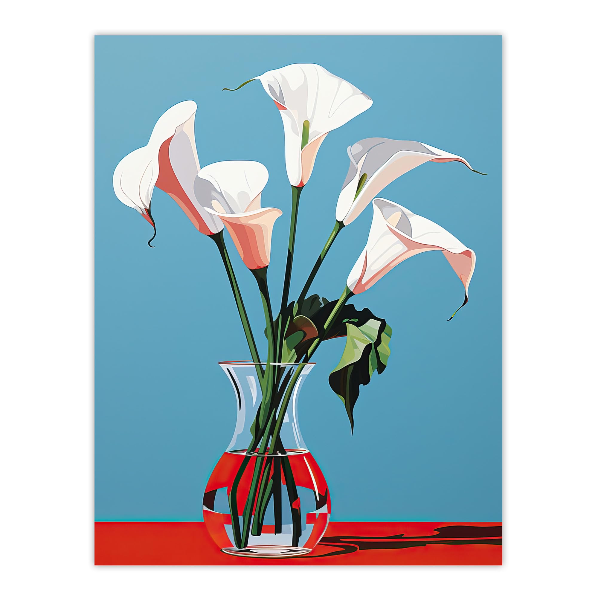 Wee Blue Coo Lustrous Lilies Calla Flowers Blue Red Large Wall Art Poster Print Thick Paper 18X24 Inch