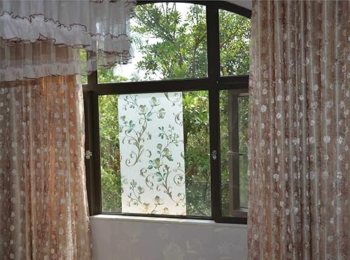Miniatura 4 de VSUDO 2 rollos de película de privacidad para ventana de 17.7 x 78.7 pulgadas, tinte de ventana con patrón de flores de camelia para el hogar,