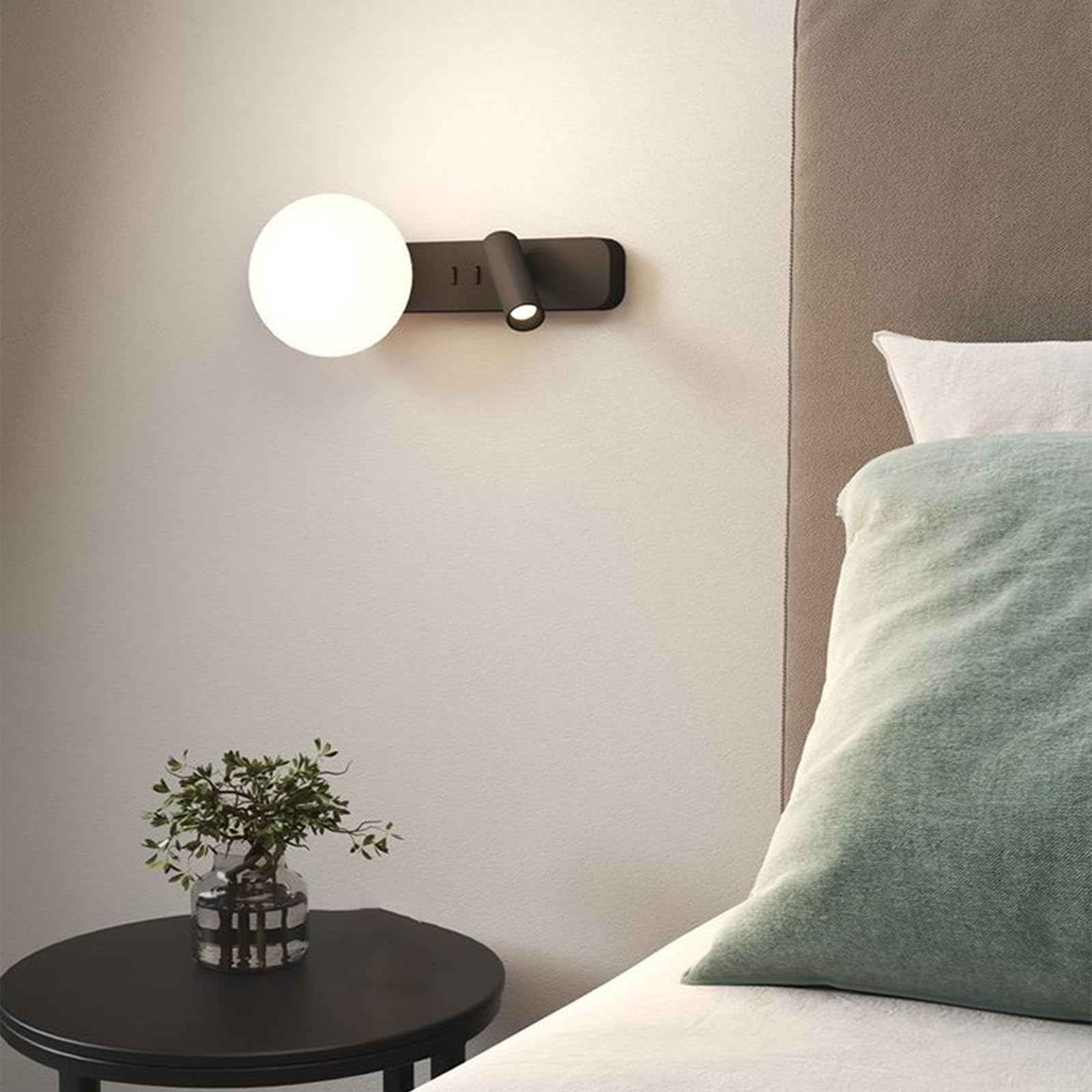 Kinkiety ścienne LED 3000K Ciepłe światło Obrotowa głowica Lampa nocna Lampka do czytania Lampa ścienna z kryształową kulą