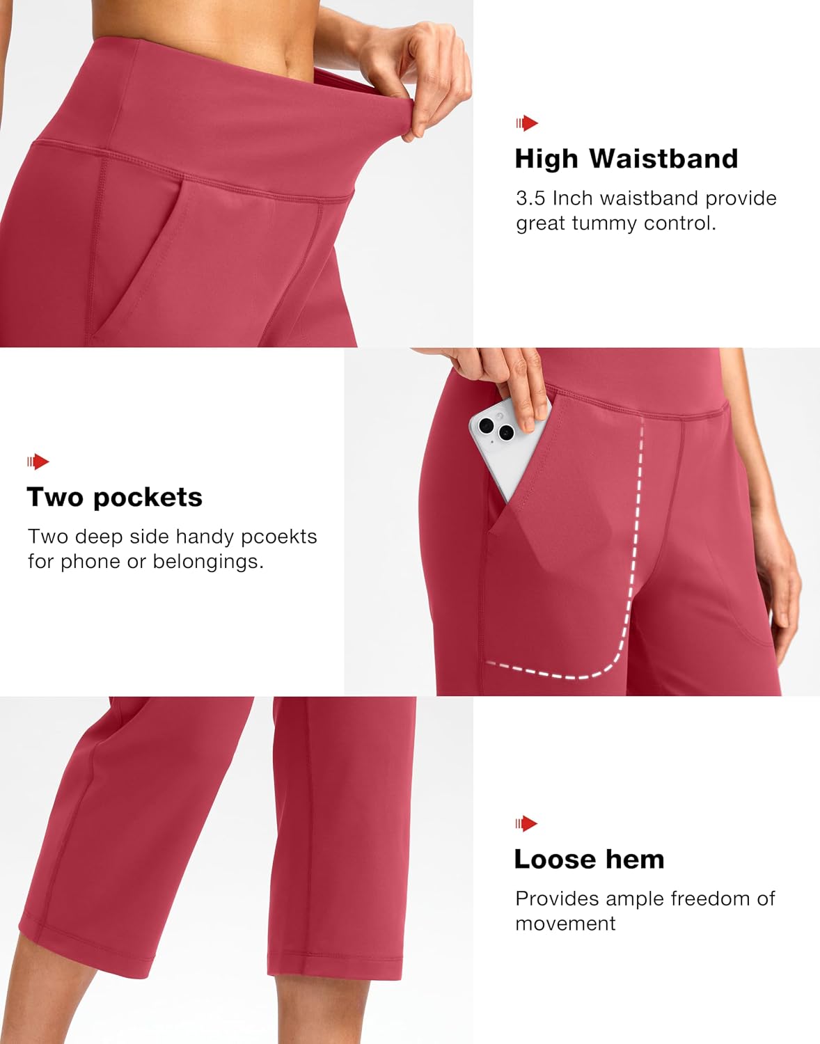  Capri Pants for Women with Pockets Yoga Capris Leggings | High Waisted, Straight Leg, Workout, Athletic, Cropped Pants for Women thumbnail