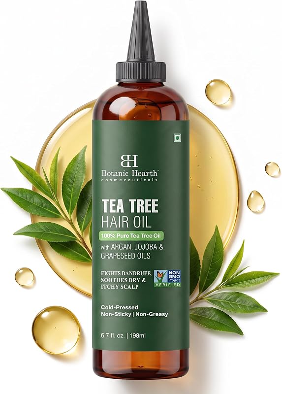 Botanic Hearth Tea Tree Scalp Oil for Hair Growth & Itchy Scalp, 6.7 Fl Oz | Helps relieve dandruff & itchy scalp. Infused with coconut oil to nourish dry hair and support stronger-looking hair