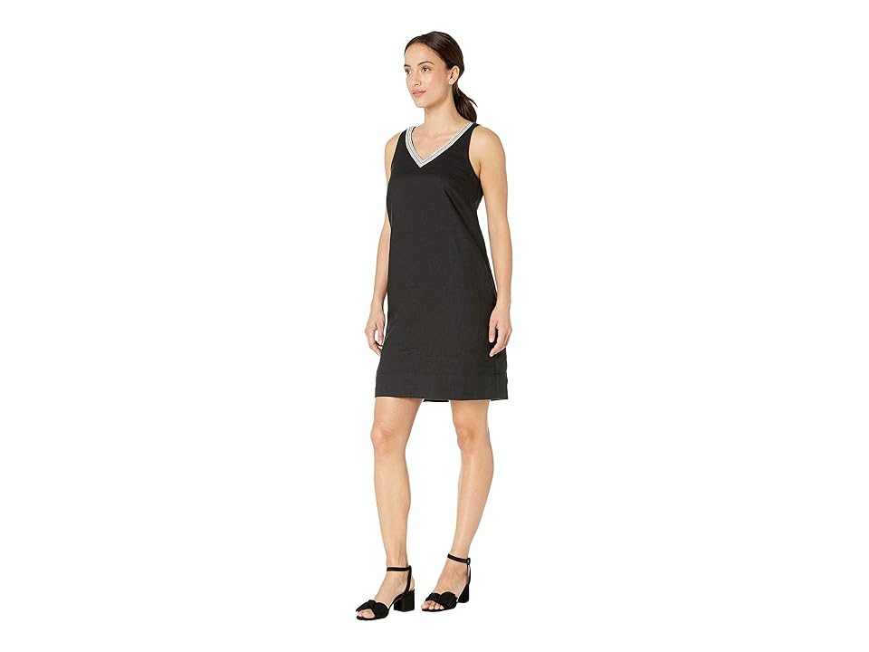 

Tommy Bahama Lux Linen Embellished Shift Dress (Black) Women's Dress
