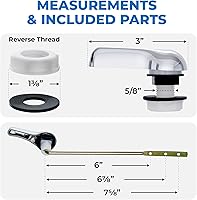 Vista 6 de Palanca para tanque de descarga de inodoro, acabado cromado con tuerca de metal, compatible con la mayoría de los inodoros