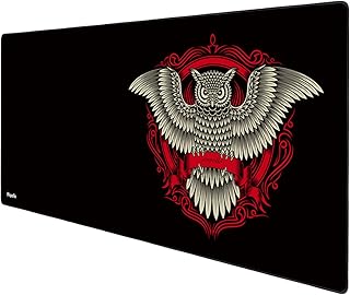 Anpollo Gaming Mouse Mat XXL Large Size 900x400x3mm Desk Keyboard Mat Big Mouse Pad for Computer Desktop PC Laptop (Black Owl)