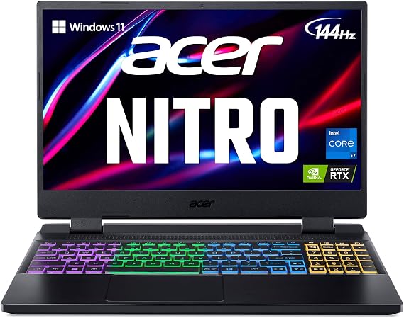 acer Nitro 5 AN515-58-725A Gaming Laptop | Intel Core i7-12700H | NVIDIA GeForce RTX 3060 Laptop GPU | 15.6 FHD 144Hz 3ms IPS Display | 16GB DDR4 | 512GB Gen 4 SSD | Killer Wi-Fi 6 | RGB Keyboard