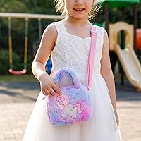 Buy Unicorn Plush Handbag For Girls, Shoulder Bag With Adjustable Shoulder Strap, Handbags For Toddler, Little Girl (Rose)_265 At - View #3