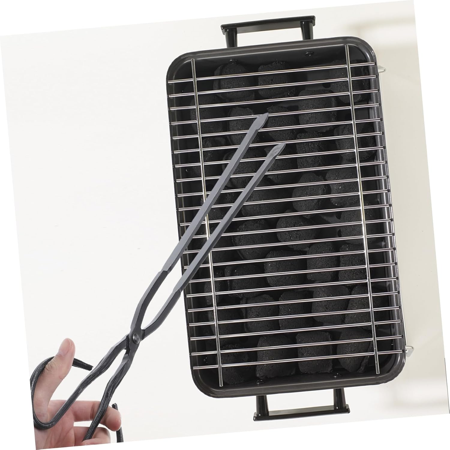 HEMOTON Versatile Outdoor Tong Bbq Firewood Clamp Long Handle Bbq Tongs for Kitchen Outdoor Barbecue Comfortable Grip Random Style