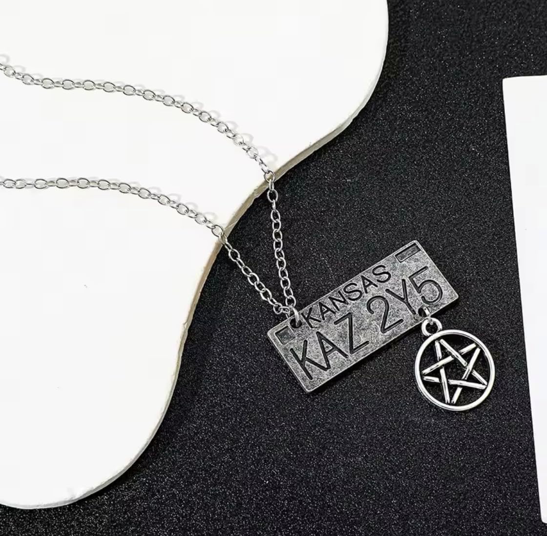 Supernatural TV Show Fantasy Horror Drama Magic Pentagram Kaz 2Y5 Angel Wings Winchester Dean Sam Castiel 1.5" Charm Pendant Necklace