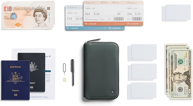 Bellroy Travel Folio, Leather Passport Wallet - Everglade