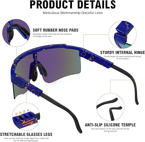 Miniatura 4 de MALIDAK Sports Sunglasses for Mens Women Youth Baseball Sunglasses UV400 Protection Men Cycling Glasses