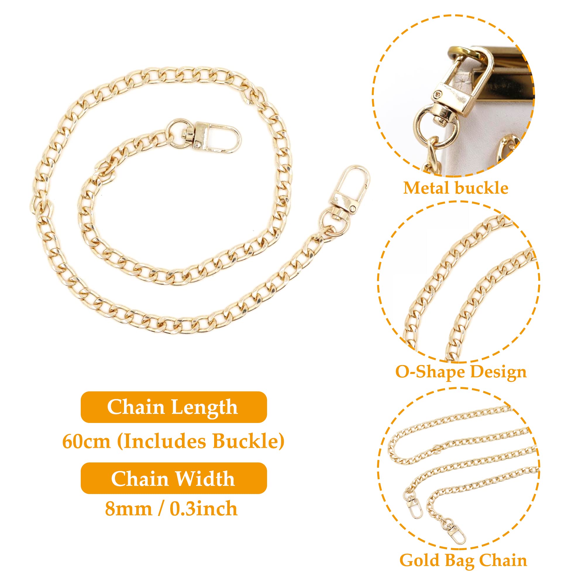 CiciIng Cadena para Bolsos de Oro, dorado, 60
