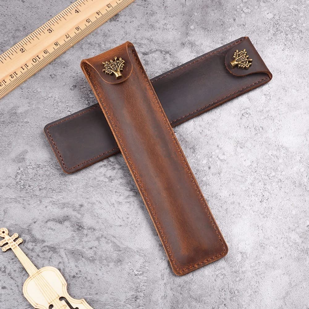 Leather Single Pen Cover, Retro Fountain Pen Pouch for Office - Image 3