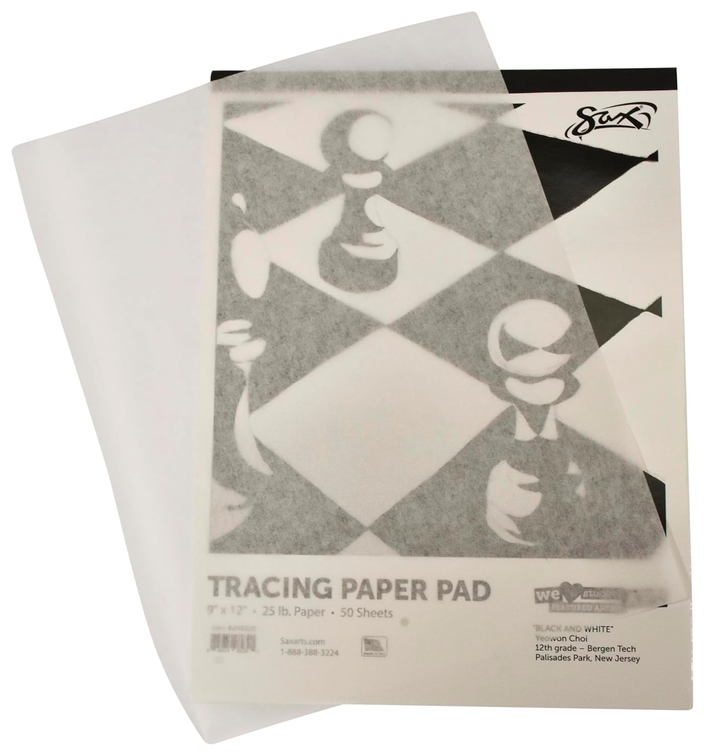 Sax Tracing Paper Pad, 25 lbs, 19 x 24 Inches, White,50 Sheets - 418612