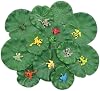 Kelamayi Artificial Lily Pads Set Includes 12pcs Mini Realistic Frogs and 12pcs Artificial Floating Lotus Leaves for Pond Fountain Garden Pool Fish Pond Aquarium Decoration