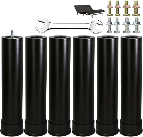 Miniatura 23 de Benbuoo Base de cama ajustable de metal de 5.5 pulgadas, repuesto de patas de repuesto resistente de altura extra compatible con el 93% de los Negro