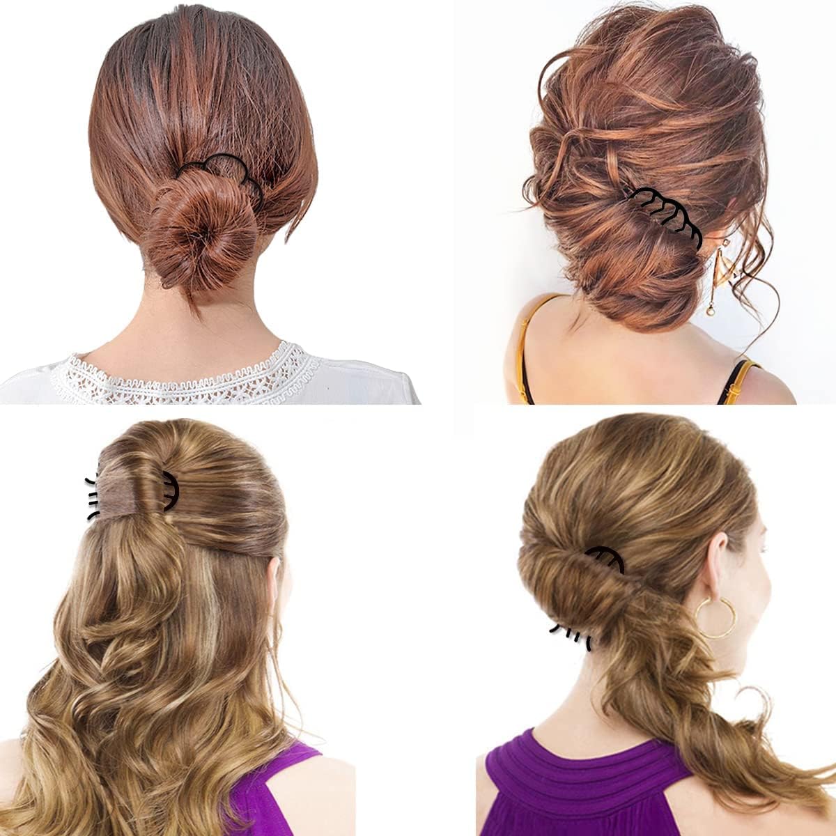 LAPOHI 12-Piece Plastic Hair Combs & Pins for Updo, Bun & Vintage Hairstyles - Image 6