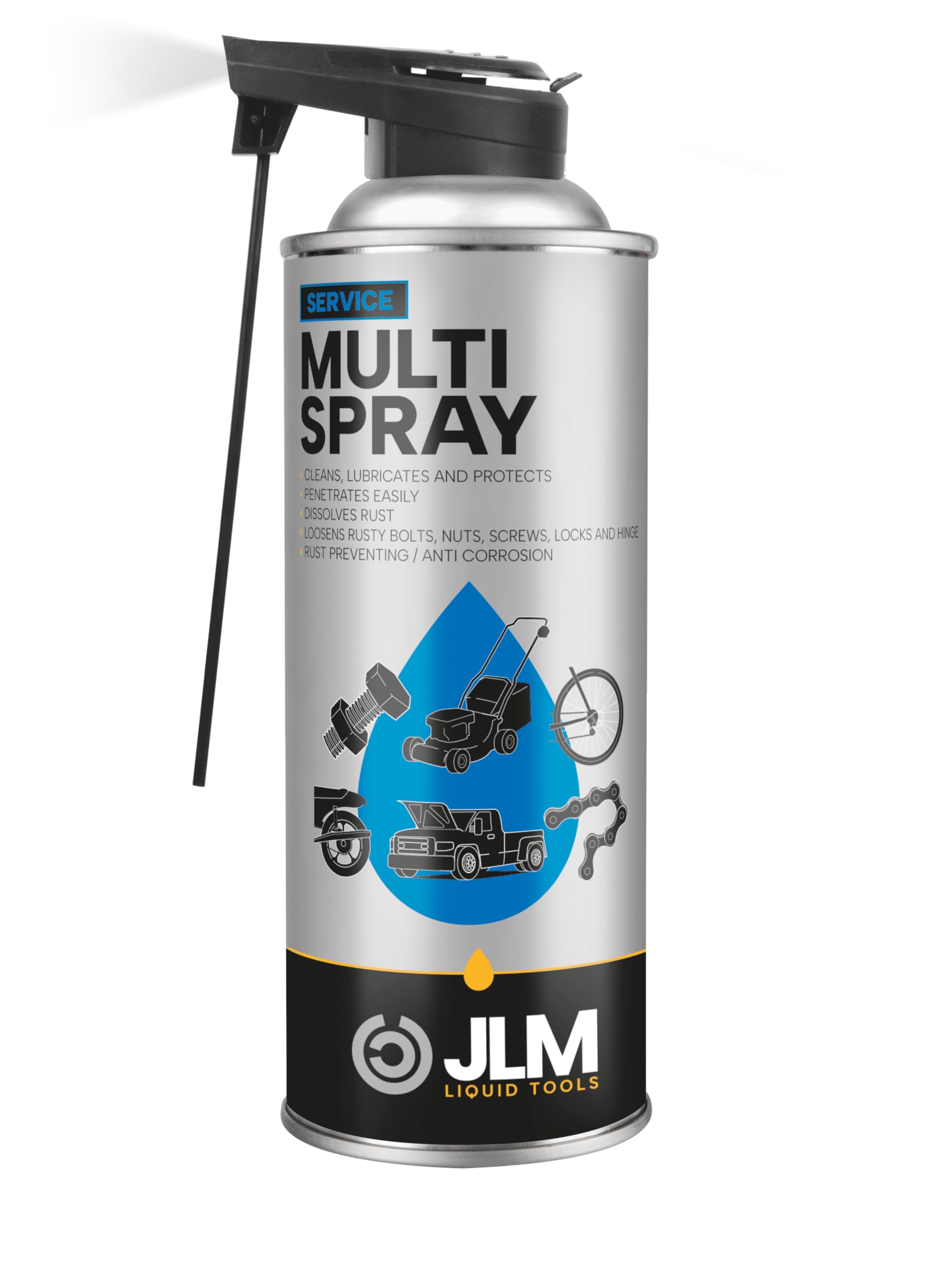 JLM Multi Spray 24 x 400ml - 9,6L - Multifunktionsspray für Werkzeuge - Kriechöl, Rostlöser, Schmierstoff, Schmiermittel - Pflege für Werkzeug (J04200)