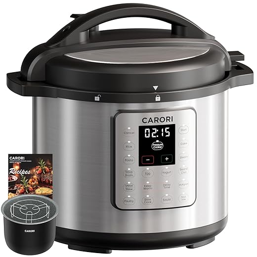 12-in-1 Electric Pressure Cooker 8 Quart, 1200W olla de presion Multi-Cooker with Non-Stick Ceramic Pot, Slow Rice Cooker, Saute, Steamer, Yogurt & Food Warmer, Delay Timer, Silver