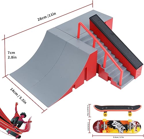 Miniatura 2 de Gr8ware Juego de rampas para patinetas para dedos, mini kit de patinaje de dedos, pista de rampa para patinaje de dedos, obstáculo con herramientas,