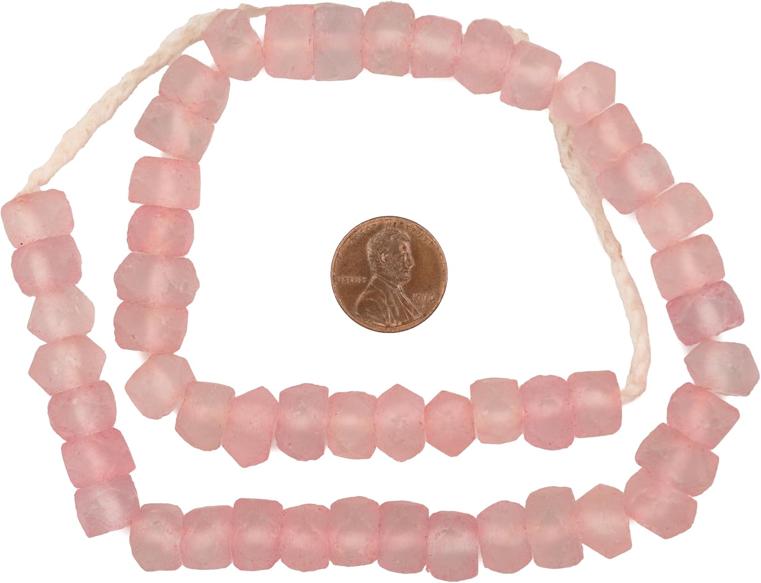 The Bead Chest Rose Pink Faceted Recycled Java Sea Glass Beads 11mm Indonesia Large Hole 22 Inch Strand