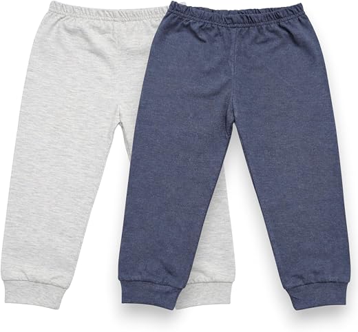 HuggleBug Cotton Hosiery Joggers | Trackpants for Kids Pack of 2 with Ribbed Cuffs | Boys & Girls Joggers Solid Colors | S...