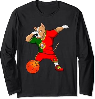 Dabbing Pit Bull Portugal Basketball Fans Jersey Pride Sport Long Sleeve T-Shirt