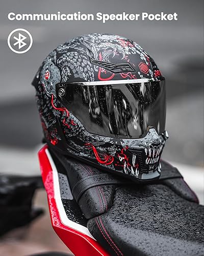 Miniatura 3 de ILM Cascos de motocicleta para adultos, hombres y mujeres, de cara completa, DOT ECE Powersports casco de carreras de calle con Pinlock Cascos para