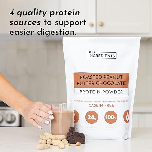 Miniatura 8 de Polvo de Proteína de Mantequilla de Cacahuete Tostado y Chocolate  Mezcla de 30 Porciones con 100% Suero de Leche Alimentado con Pasto y Proteínas