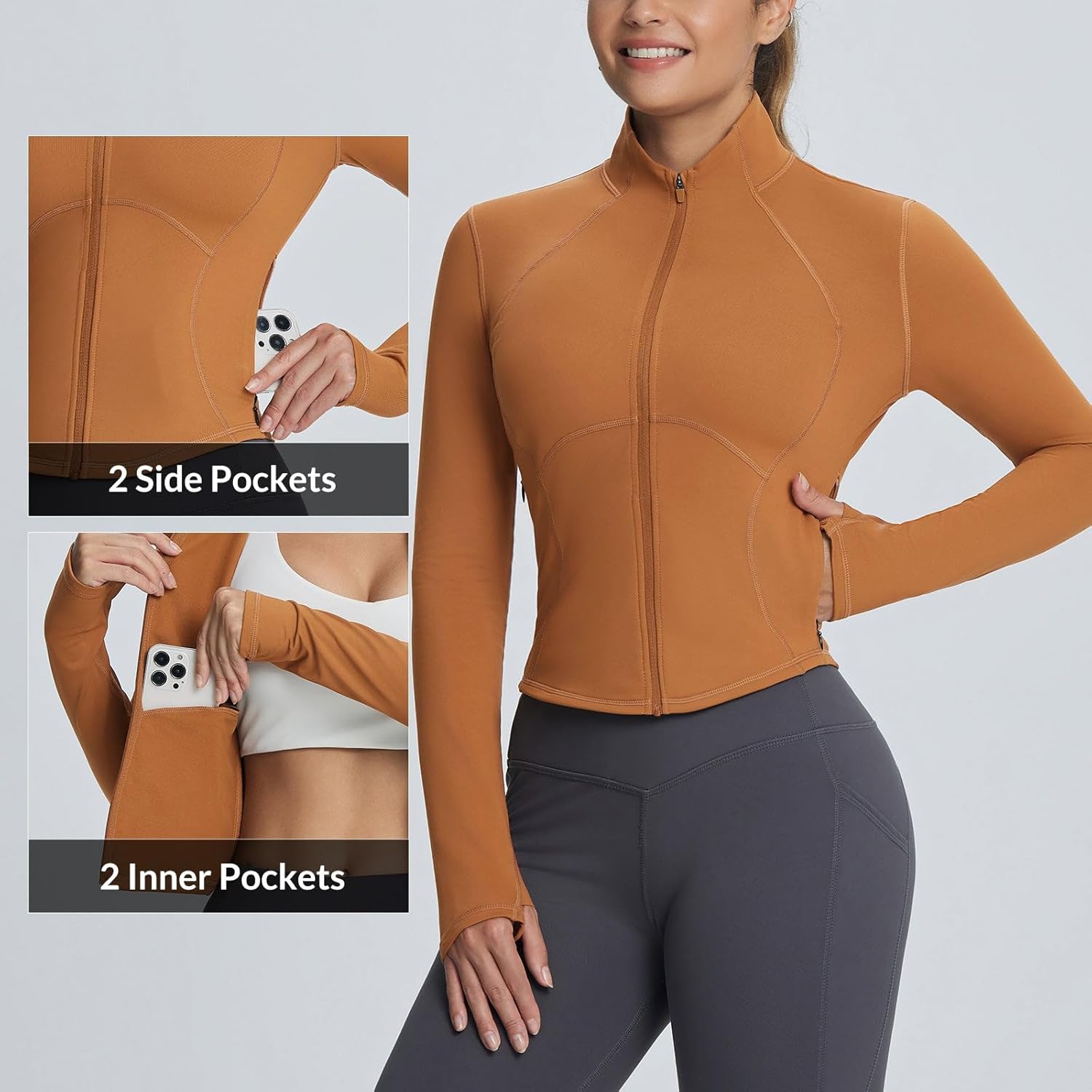 baleaf Women's Fleece Jacket for Running Zip Up Jackets Cold Weather Gear Workout Bbl Tights Yoga - Image 3