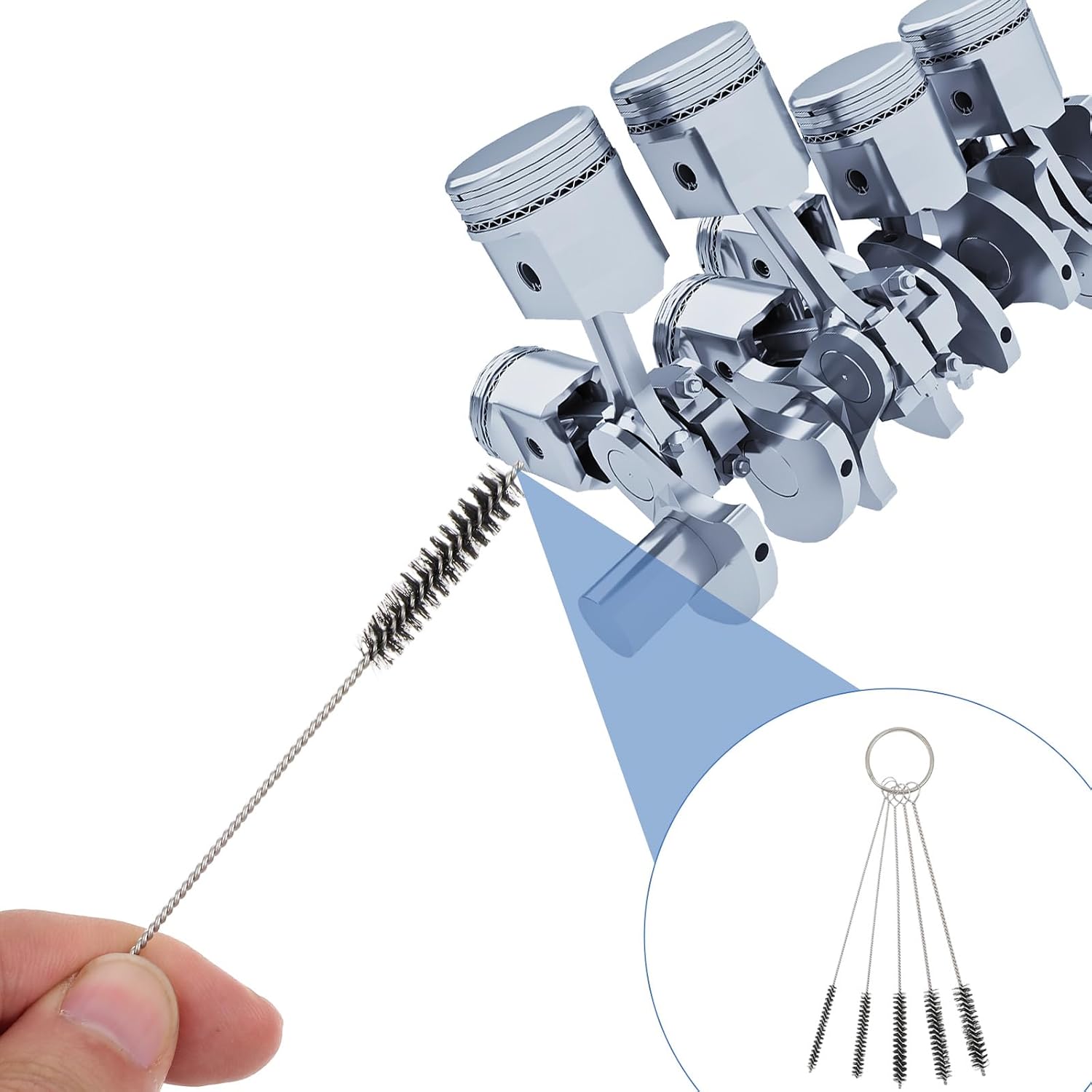 Tucnoeu Carburetor Cleaning Kit, Stainless Steel Torch Tip Cleaner with 3 Double-Ended Brushes, 13 Wires, 10 Needles, 5 Brushes, for Auto, Motorcycles, ATV, Welder, Lawn Equipment