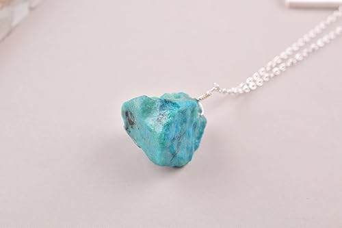 Miniatura 3 de Natural Blue Raw Chrysocolla Crystals Pendant Necklace, Rough Gemstone, Energy Healing Crystals, Birthday, Gift for Her, Gemstone Jewelry 18 inch