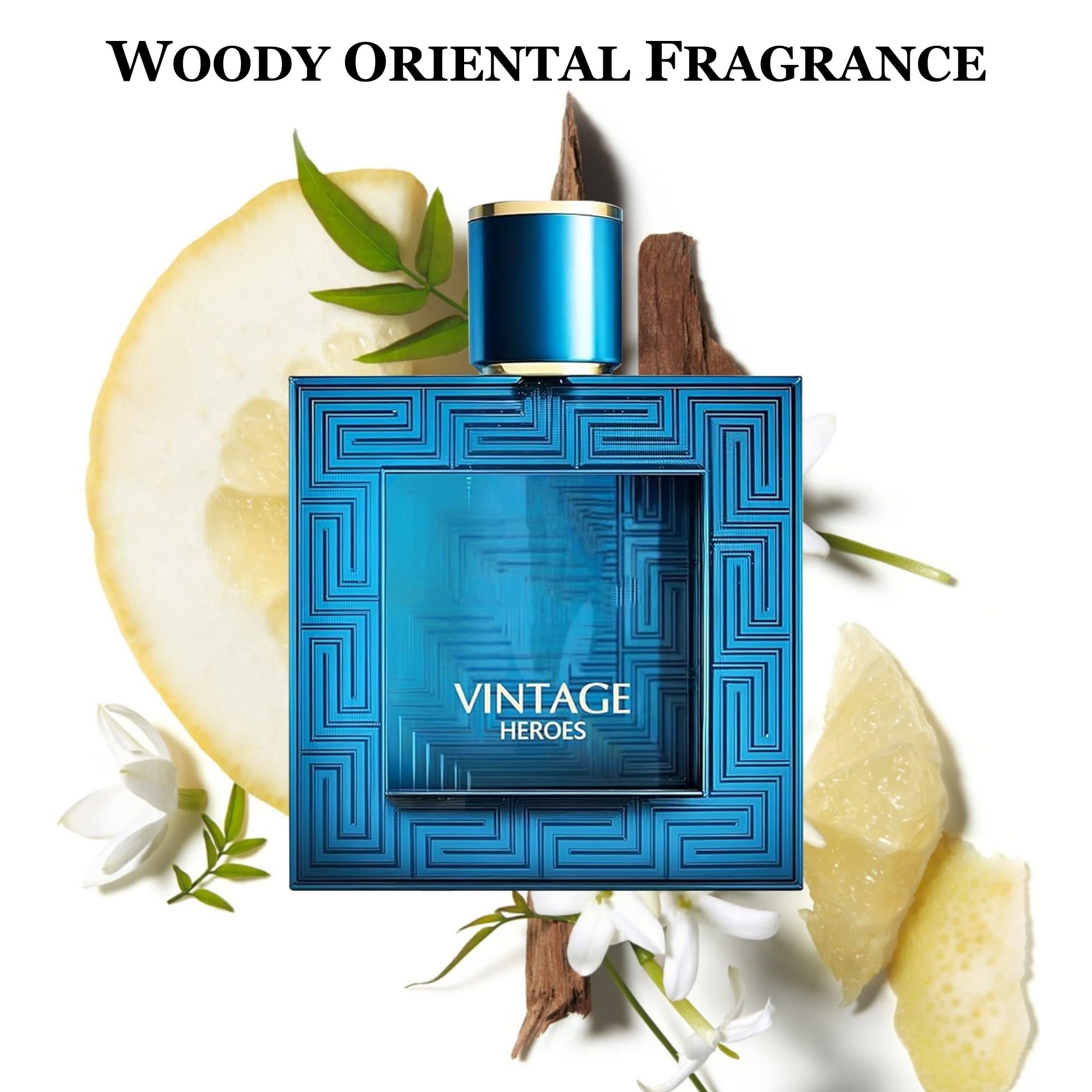 Men Cologne Set (3.4oz/100ml x 2PCS) Eau De Perfume Natural Spray Notes of Woody, Spicy, Citrus & Aromatic Long Lasting Fragrance for Daily Use (VintageH&Hunter Noir)