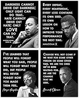 Buzz Unplugged Black Leaders: MLK Jr, Barack Obama and More: Positive Quotes; Inspirational, Motivational Wall Art Decor Poster for Office, Classroom, Livingroom - Set of 4 Unframed Posters 11x14