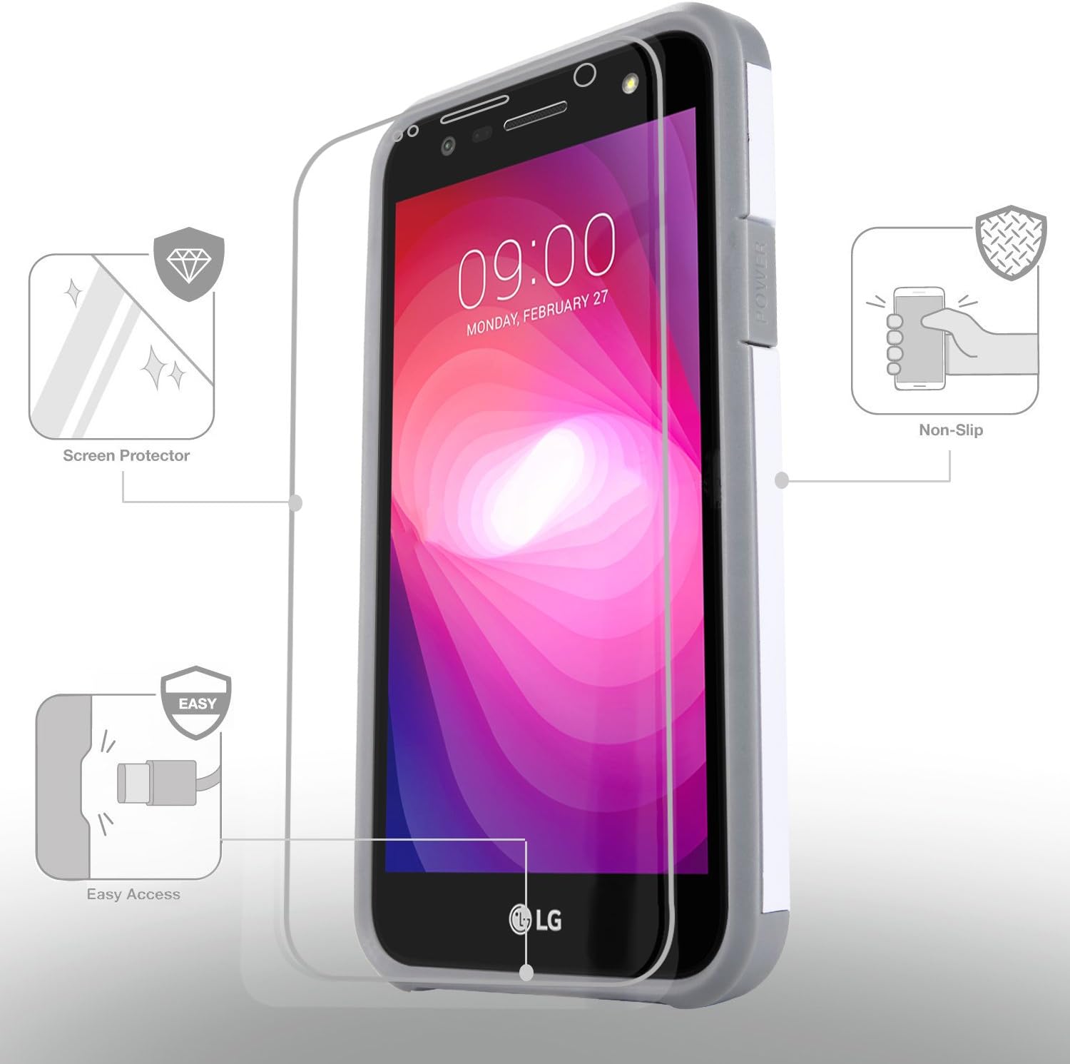 LG Aristo/Aristo 2/Aristo 3/Aristo 2 Plus/Tribute Empire/Tribute Dynasty/Rebel 3/Rebel 4 LTE/Fortune 2/Phoenix 3/Phoenix 4/Risio 2/Risio 3/Zone 4/K8 Phone Case,With Premium Screen Protector-Drm Catche