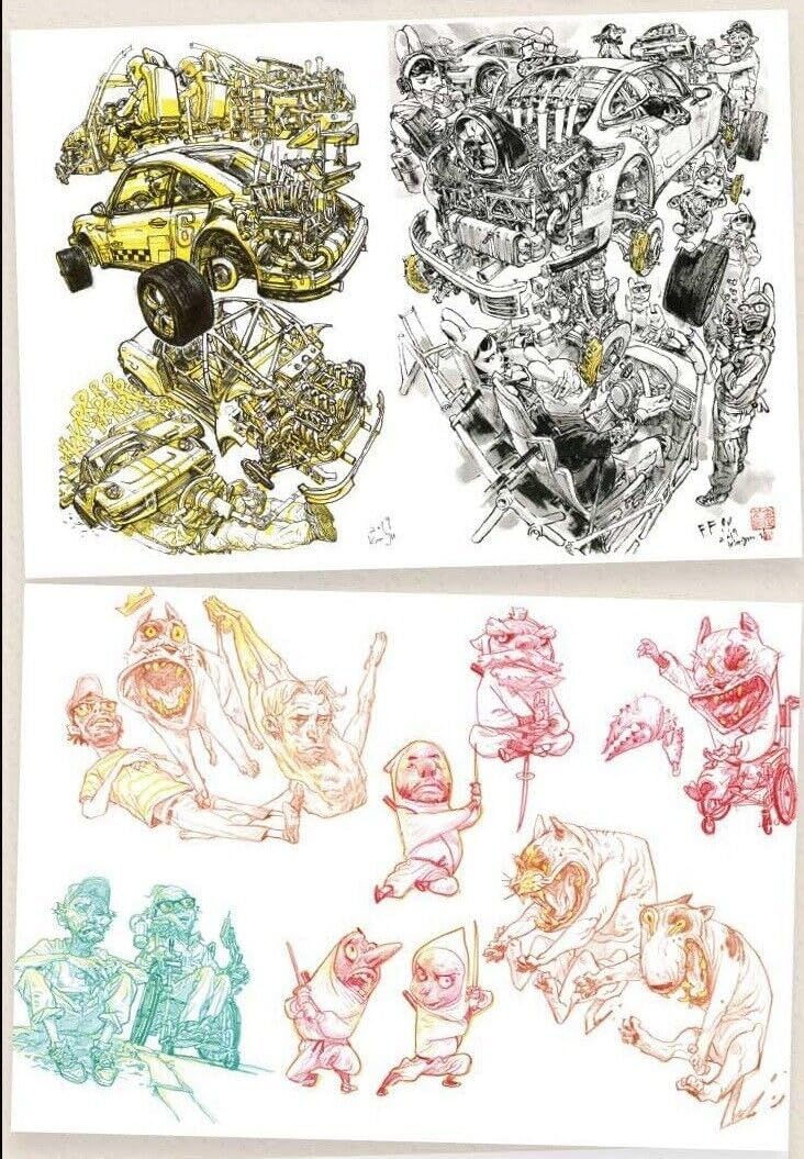 Generisch Kim Jung 2022 sketchbook Skizzensammlung 283P Comic Magazin Kunstbuch Hardcover Skizzenbuch Zeichnung Manuskript
