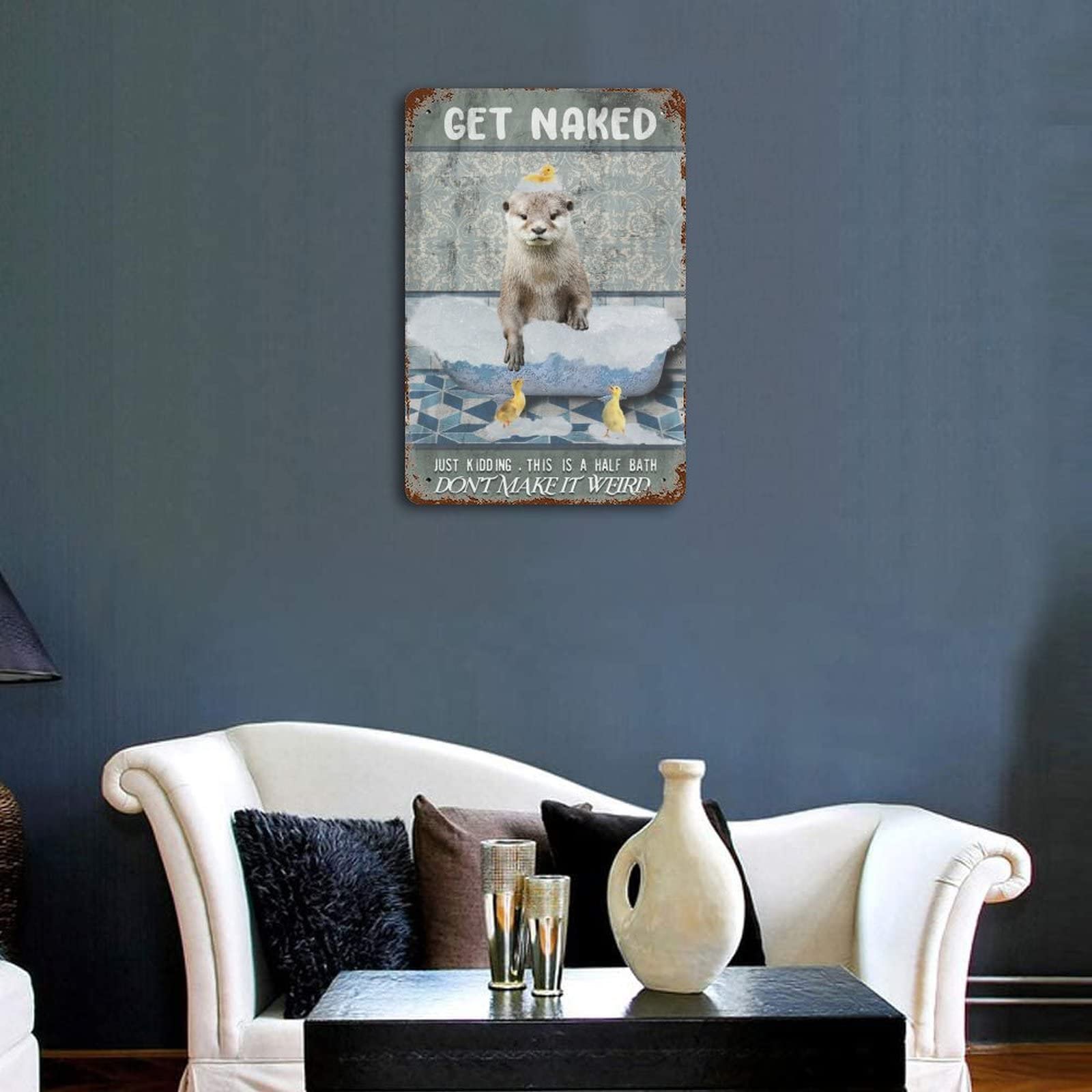 Inga Otter Targa In Metallo 20x30 Cm Con Frase Divertente | Decorazione Parete Per Bagno | Regalo Umoristico | Latta Vintage Con Fori Preforati