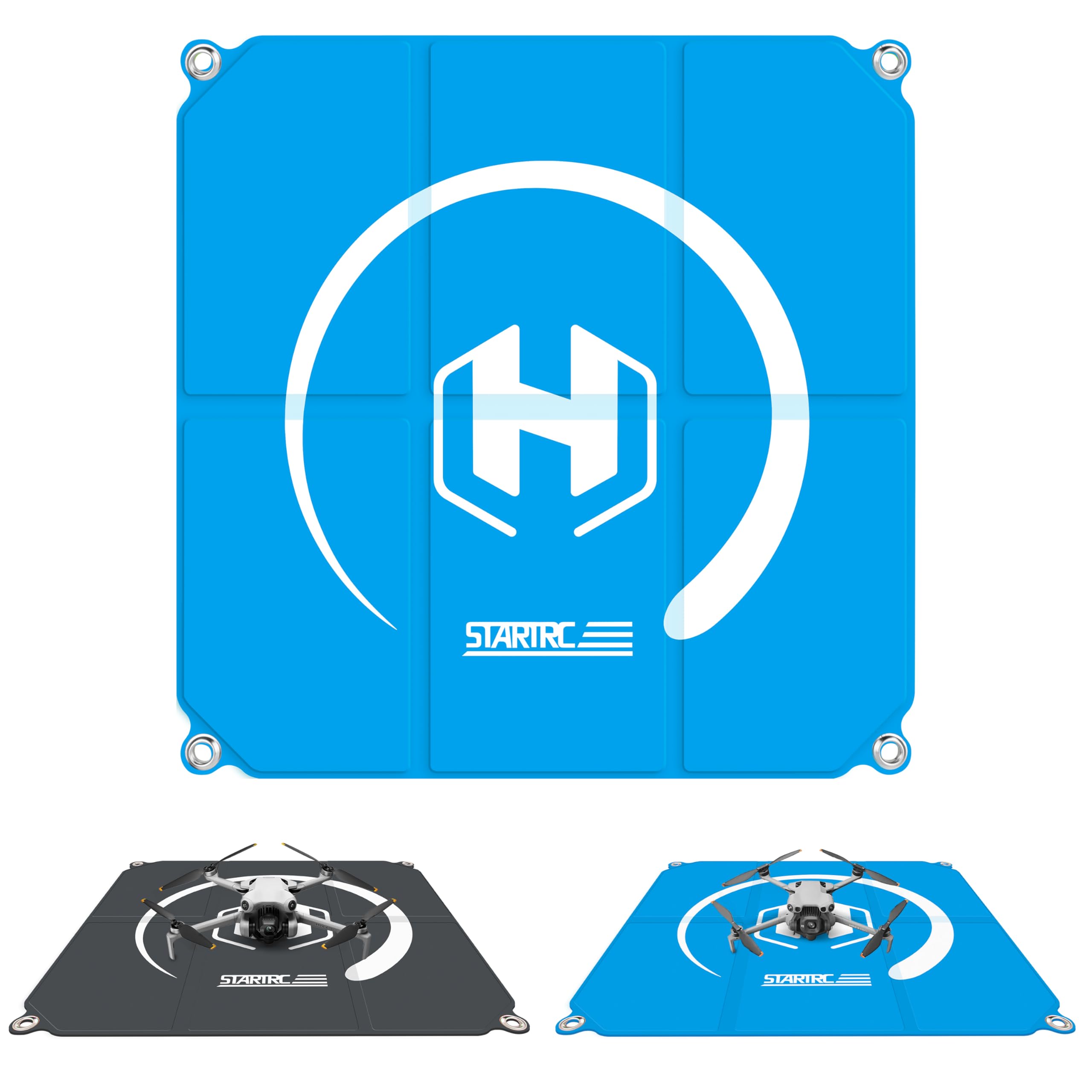 STARTRC Drone Landing Pad, Universal Waterproof Portable Fast-Foldable Helipad for Avata 360/Mavic 4 pro/Avata 2/Air 3S/Mini 5 Pro/4/3/2 SE/4K for Skyrover X1/S1 (Sky blue-gray, 26-inch/65cm)