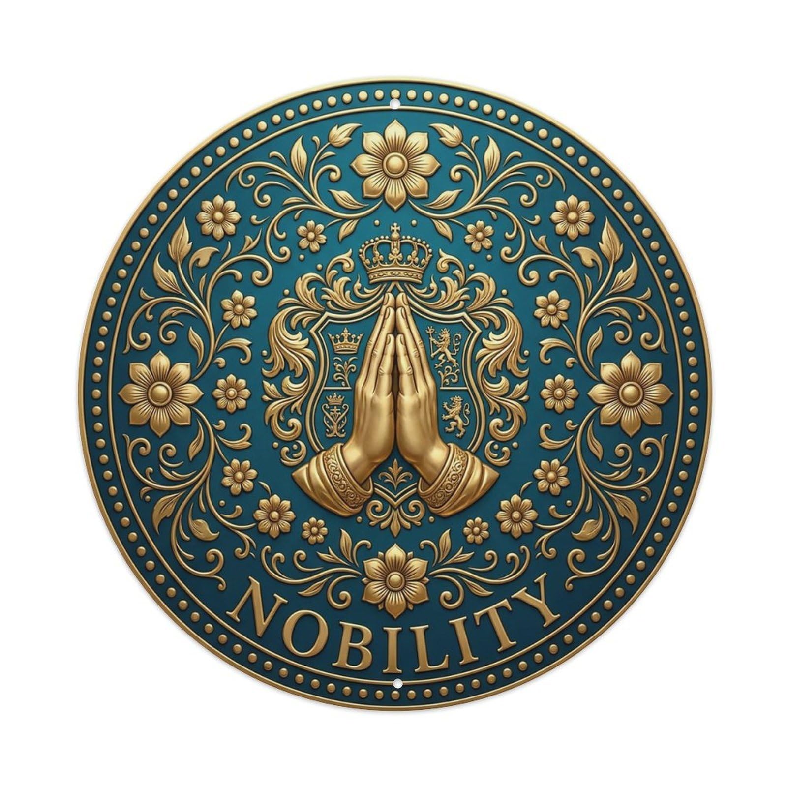 Vintage Namaste Praying Hands Nobility Flower Zen Yoga Metal Tin Sign