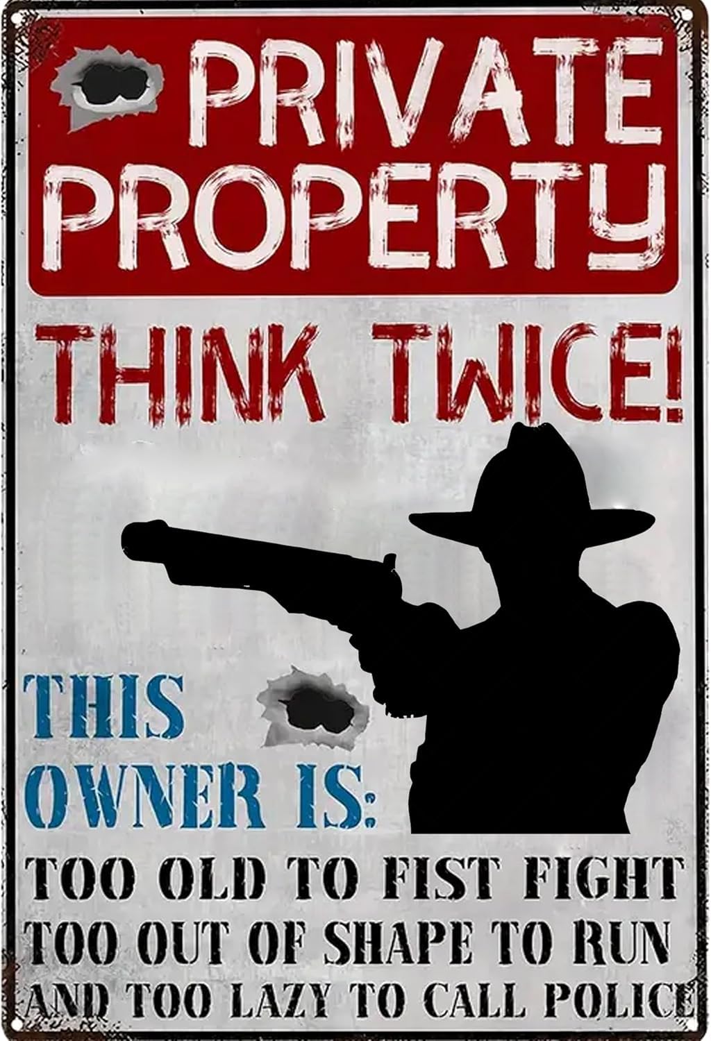 SMAZDFXX Private Property No Trespassing Sign Vintage Rustic Metal Plaque, Warning Sign for Home Shop Bar Cafe Garage Accessories Poster 12"x16"
