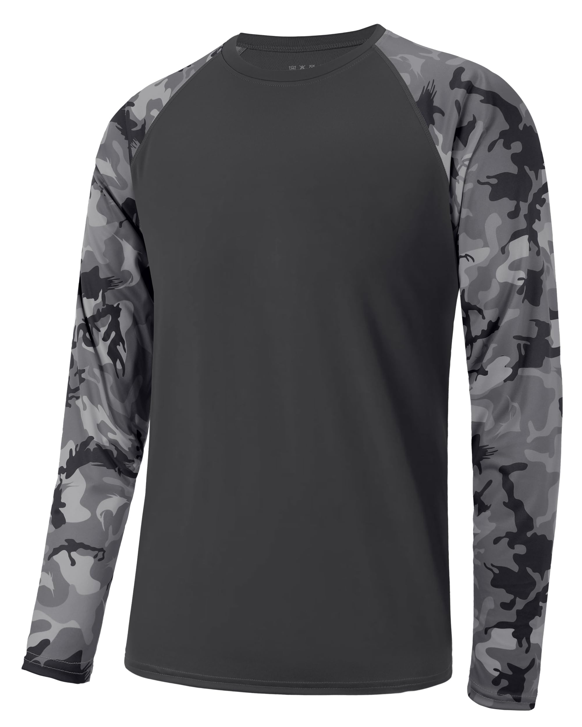 FISHEAL Men's Long Sleeve Fishing Shirts, UPF 50+ Camo Sun Protection Rash Guard, UV Shirt for Swimming Hunting Outdoor
