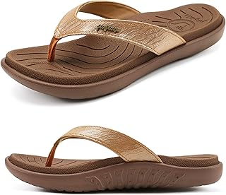 jiajiale Womens Fashion Orthotic Flip Flops Ladies Lightweight Comfortable Thick Cushion Support Yoga Mat Thong Sandals With Plantar Fasciitis Slip On Outdoor for Summer