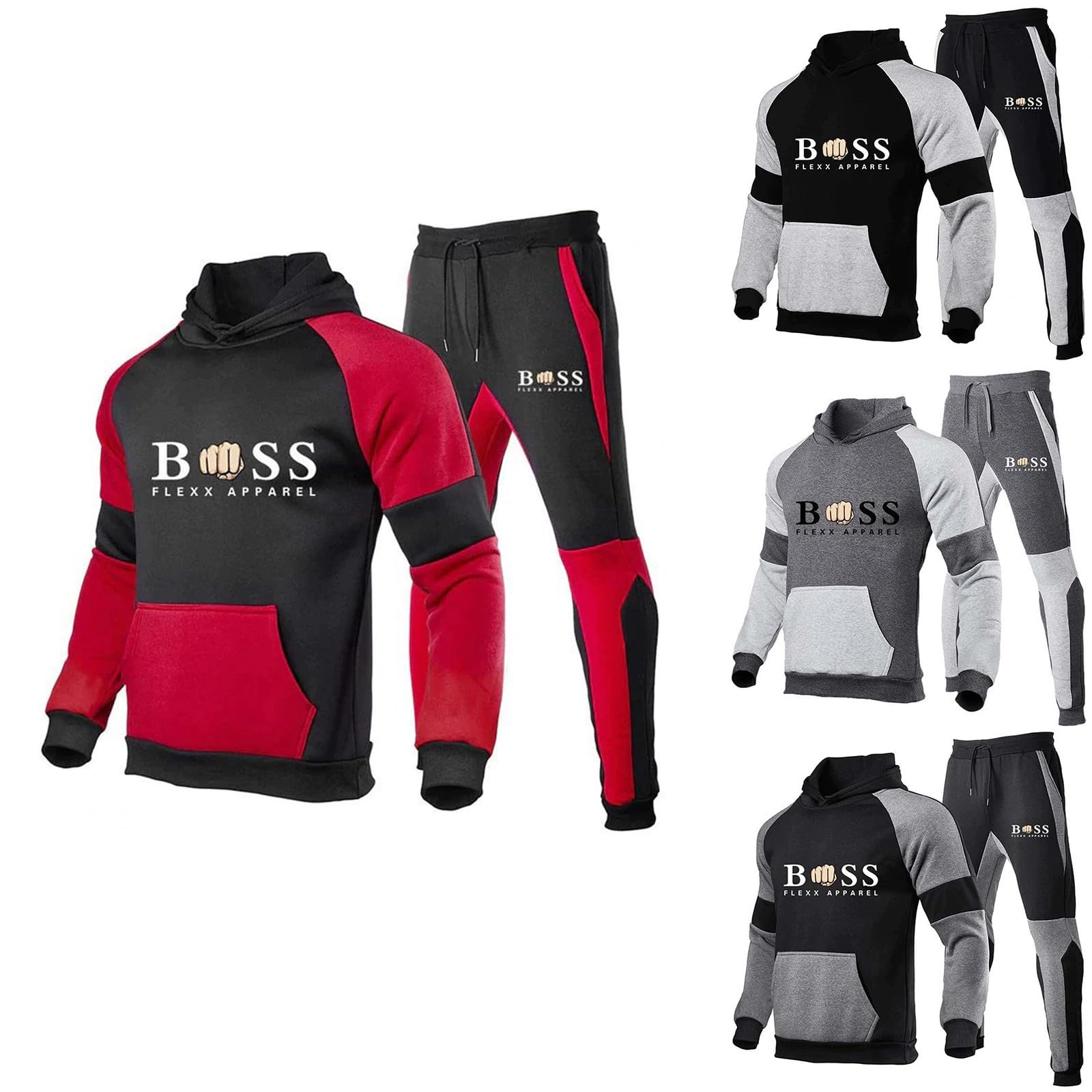 Chándal de invierno completo para hombre, sudadera con cremallera y capucha, 2 piezas, sudaderas y pantalones, conjunto Tracksuit, chándales de gimnasia afelpada, camiseta completos para